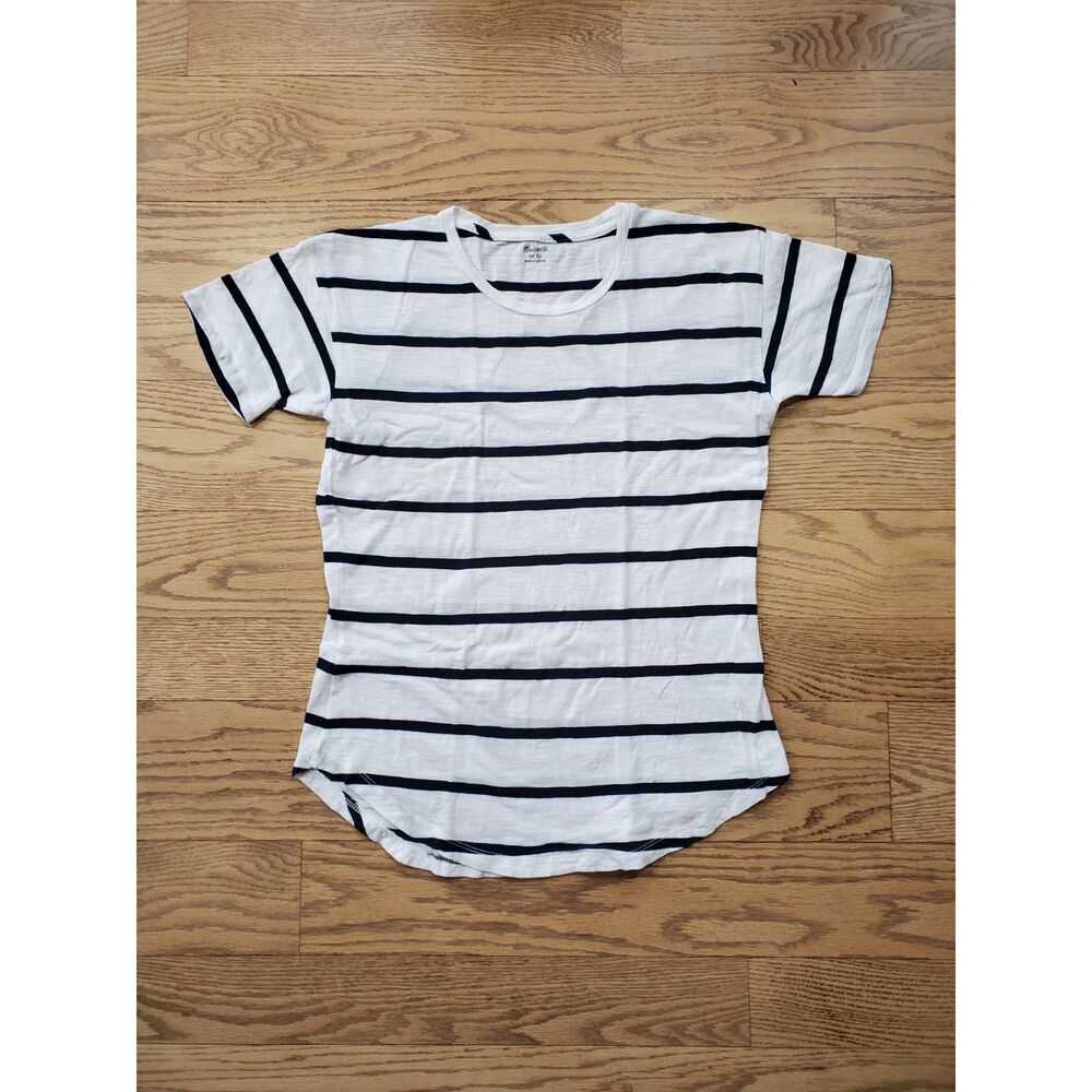 Madewell Womens XS T-shirt Whisper Cotton Crewneck Tee in Creston Stripe GUC